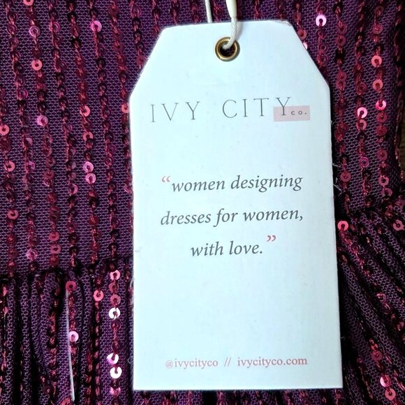 Ivy City Co Plum Purple Sequined Toddler Party Holiday Dress 12-18M Mommy and Me - Picture 6 of 8